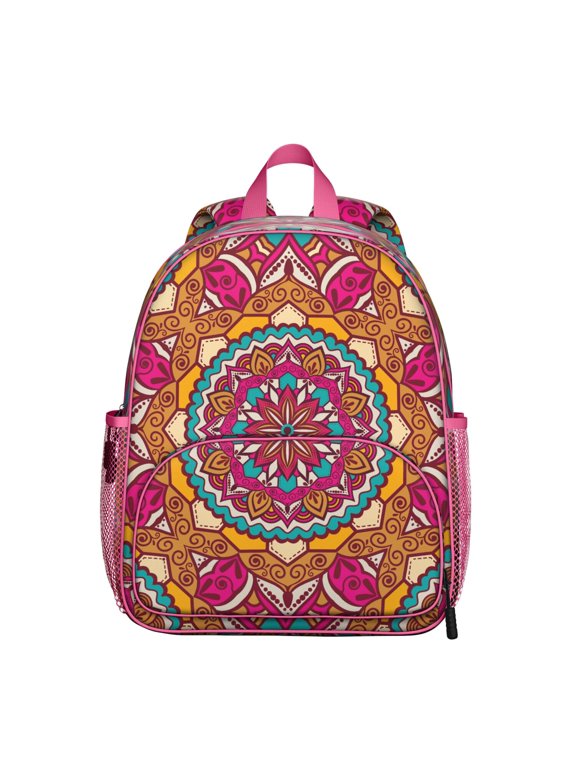 Yoga Mandala Students Backpack - Boho Chic Spirituality and Meditation Art with Cosmic Balance and Harmony Pattern, Durable Lightweight School Bag