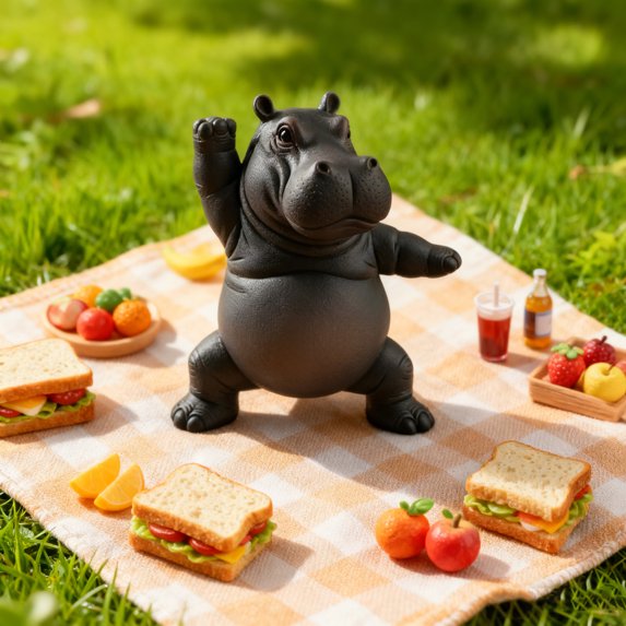 Yoga Master Hippo Statue, Resin Decor, Whimsical Desk Accessory, Humorous Gift, Home Office Ornament, Meditation Space Accent, Positive Message Decor, 1.97"