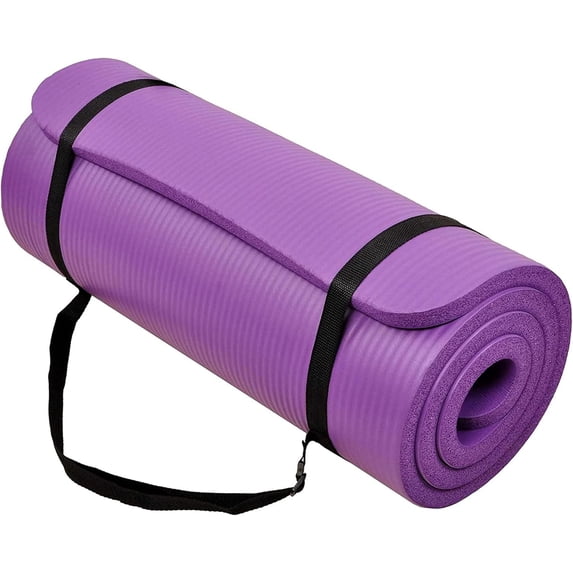 Yoga Mat, 1-Inch Extra Thick High Density Exercise Mat, Anti-Tear Exercise Yoga Mat with Carrying Strap, Suitable for Various Yoga Exercises, Multiple Colors