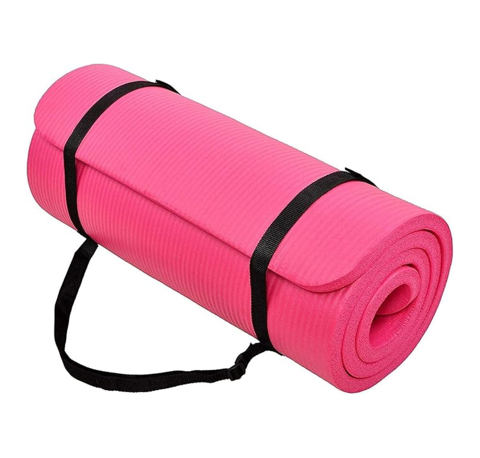Yoga Mat 1 Inch Thick - Non Slip Exercise Mat with Strap - Extra Large 71x24in Pilates Mat for Women Men - Pink High Density Workout Mat for Floor