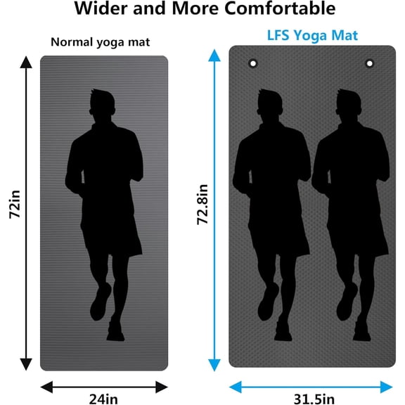 Yoga Mat 72.8" x 31.5" x 2/5 Inch Thick With Strap and Bag