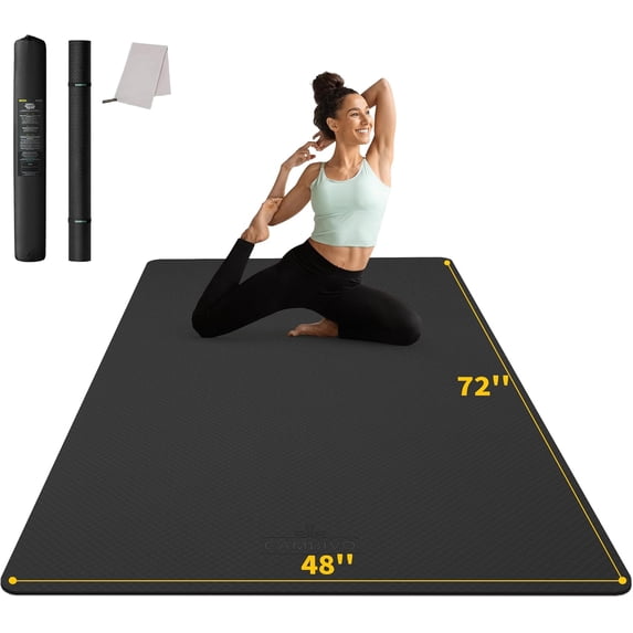 Yoga Mat 72" x 48" Large Workout for Home Gym Flooring | 6mm-12mm (0.24"-0.48") Extra Thick Exercise Apartment Fitness High-Density TPE Cushioning Joint Protection