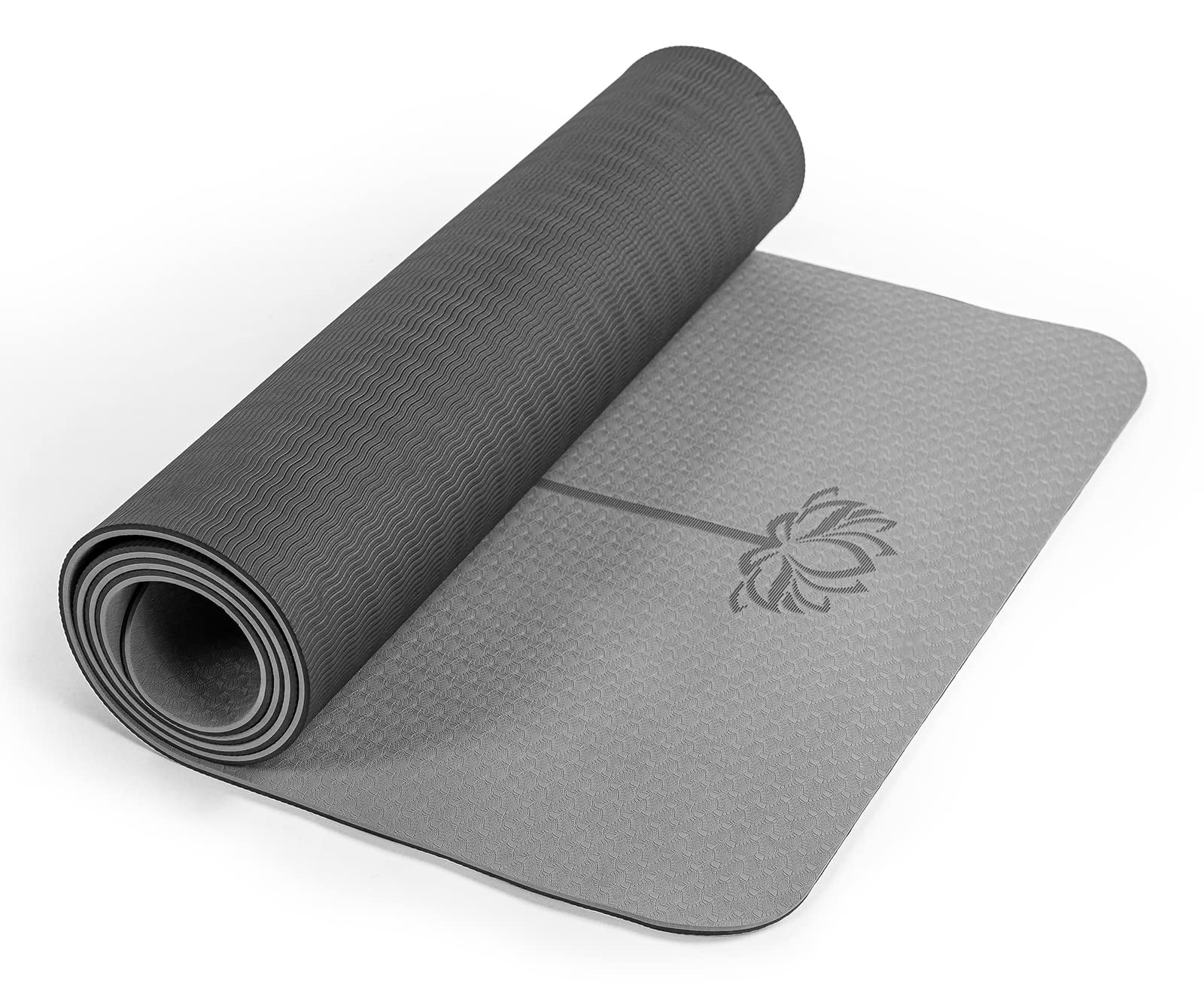 Yoga Mat 72"x24" Jet Black & Glacier Gray Non-Slip Exercise Mat for Home Workout