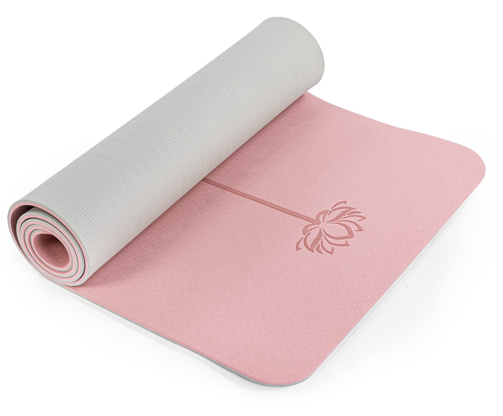 Yoga Mat 72"x24" Parfait Pink & Gray Non-Slip Exercise Mat for Pilates Fitness Home Workouts