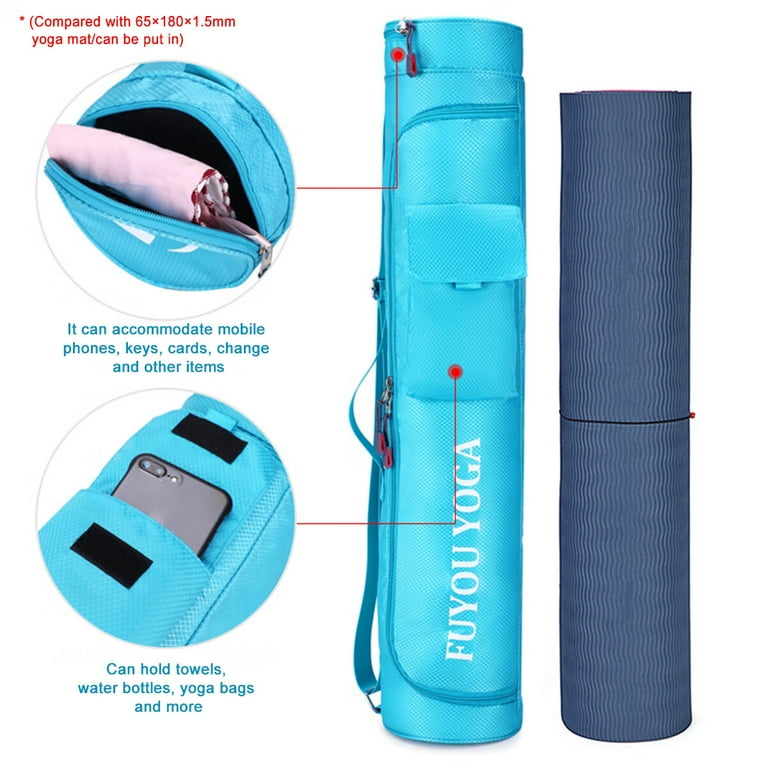 Yoga Mat Bag with Adjustable Strap Exercise Mat Bag with Storage Pockets  Large Yoga Mat Carrier Bag Portable Yoga Mat Carry Case Washable Yoga Bags  Smooth Zippers for Men Women Fitness 77cm15cm 