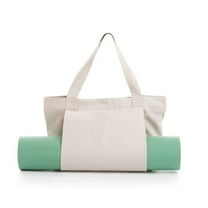 Yoga Mat Bag Canvas Tote Bag with Yoga Mat Carrier Pocket Carryall Shoulder Bag for Office,Workout,Pilates,Travel,Beach and Gym White