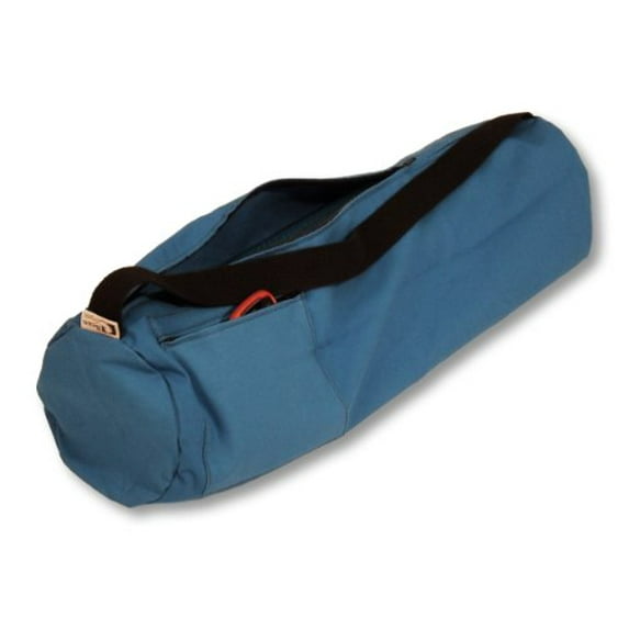Cotton Yoga Mat Bag with Shoulder Strap - Durable, Breathable and Lightweight Gym Bag to Carry the Standard Mat Size - 7" X 27", Medium Blue