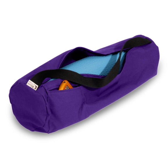 Cotton Yoga Mat Bag with Shoulder Strap - Durable, Breathable and Lightweight Gym Bag to Carry the Extra Large Mat Size - 8" X 32", Purple