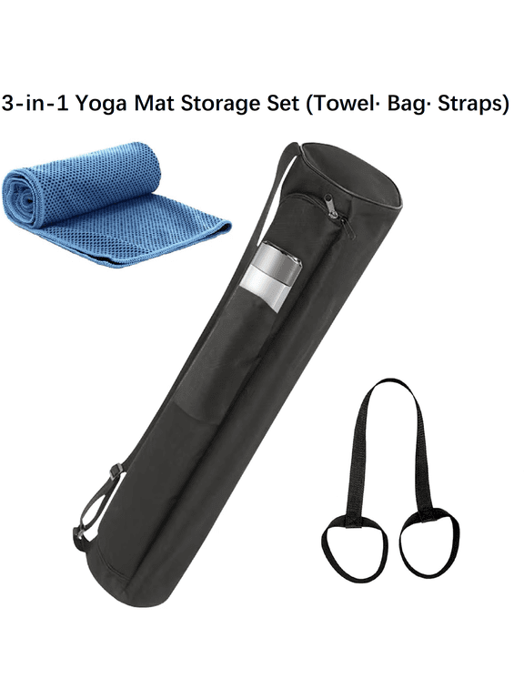Yoga Mat Bag, Full-Zip Exercise Yoga Mat Carrier with Adjustable Shoulder Strap &Side Water Bottle Pocket for Women Men, 28.3 x 6 x 6 in (Black)