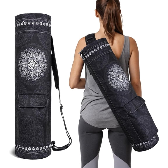 Yoga Mat Bag Full-Zipper Yoga Mat Carrier with Extra Wide Adjustable Strap 2 Multi-Functional Storage Cargo Pocket Stylish & Functional Yoga Bag Pilates Bag for Women & Men