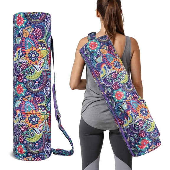 Yoga Mat Bag Full-Zipper Yoga Mat Carrier with Extra Wide Adjustable Strap 2 Multi-Functional Storage Cargo Pocket Stylish & Functional Yoga Bag Pilates Bag for Women & Men