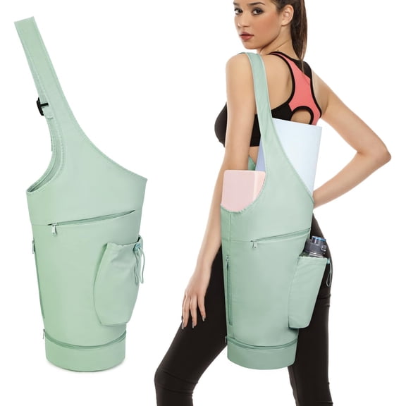 Yoga Mat Bag, Large Opening Long Tote Yoga Mat Carrier Holder Bag with  Wet Pocket and Drawstring Water Bottle Pocket, Adjustable  Strap Storage Bag,  pending