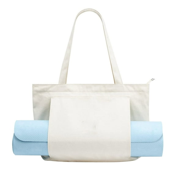 Yoga Mat Bag1PC,14.17x14.96x5.12in,Carryall Tote with Storage Pockets for Gym Workouts, Pilates Classes, Travel & Office Commute(White)