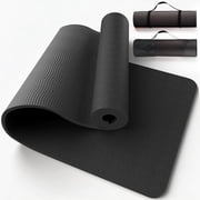 Yoga Mat with Strap, Non-Slip Pilates Exercise Mat, Tear-Resistant, 72" x 24", Black