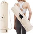 thumbnail image 1 of Yoga Mat Carrier Bag with Water Bottle Pocket and Bottom Wet Compartment Waterproof Sports Tote for Gym and Travel Pink, 1 of 2
