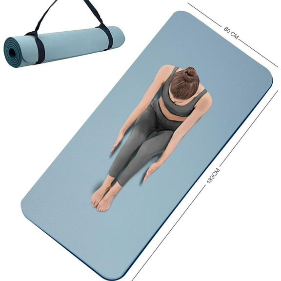 Yoga Mat Double-Sided Non Slip, 72'' x 32'' x 7mm - Extra Wide & Thick Yoga Mat for Women Men Kids, Professional TPE Yoga Mats for Home Workout, Yoga, Pilates and Floor Exercise, with Carrier Strap
