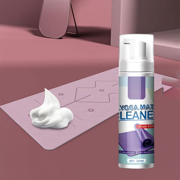 Yoga Mat Dry Cleaning Spray Foam Cleaner Sweat Stain Remover Fabric Fitness Mat Sanitizing Cleaner Portable Gym Equipment Care No Rinse Quick Dry Refreshing Cleaning Solution