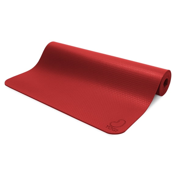 Yogi 73"x24" Yoga Mat - Natural 4mm Thick Comfortable Workout Floor Mat for Adults and Kids - Foldable Yoga Mat for Yoga, Pilates, Gym and Stretching, Yogi Red