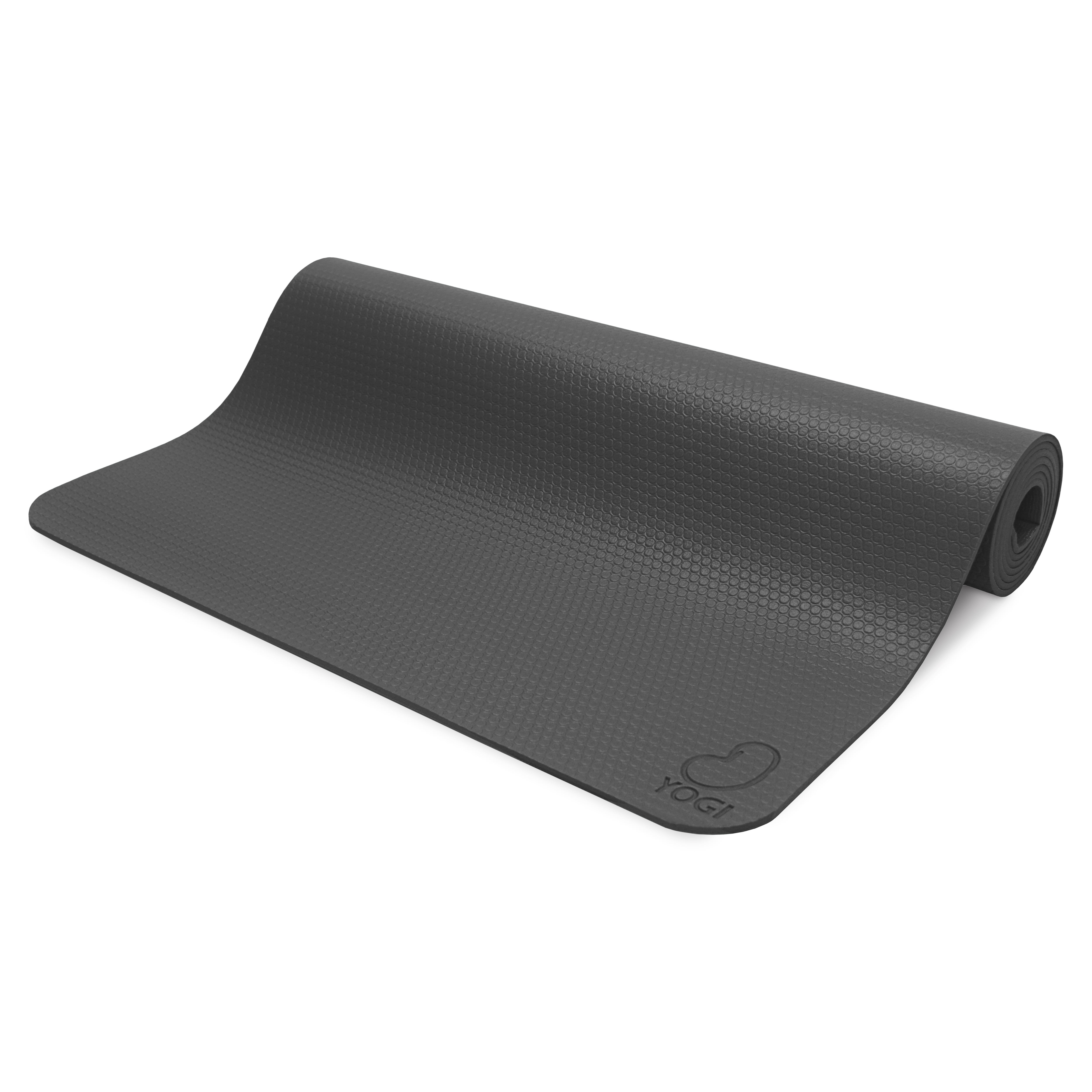Yogi 73"x24" Yoga Mat - Natural 4mm Thick Comfortable Workout Floor Mat for Adults and Kids - Foldable Yoga Mat for Yoga, Pilates, Gym and Stretching, Yogi Grey