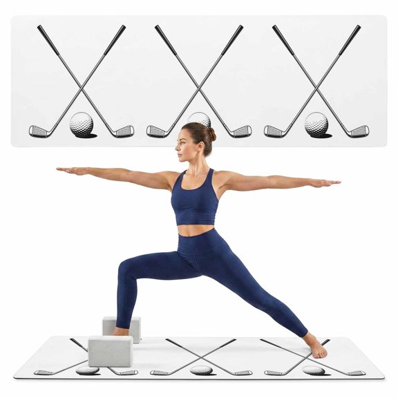 Yoga Mat Golf Ball Club Yoga Mats with Strap & Shortage Bag Non Slip Workout Mats Absorbent Cushion Pad Game Sports Exercise Mat for Yoga Pilates Stretching Fitness Floor Exercises Home Gym 72"x32"