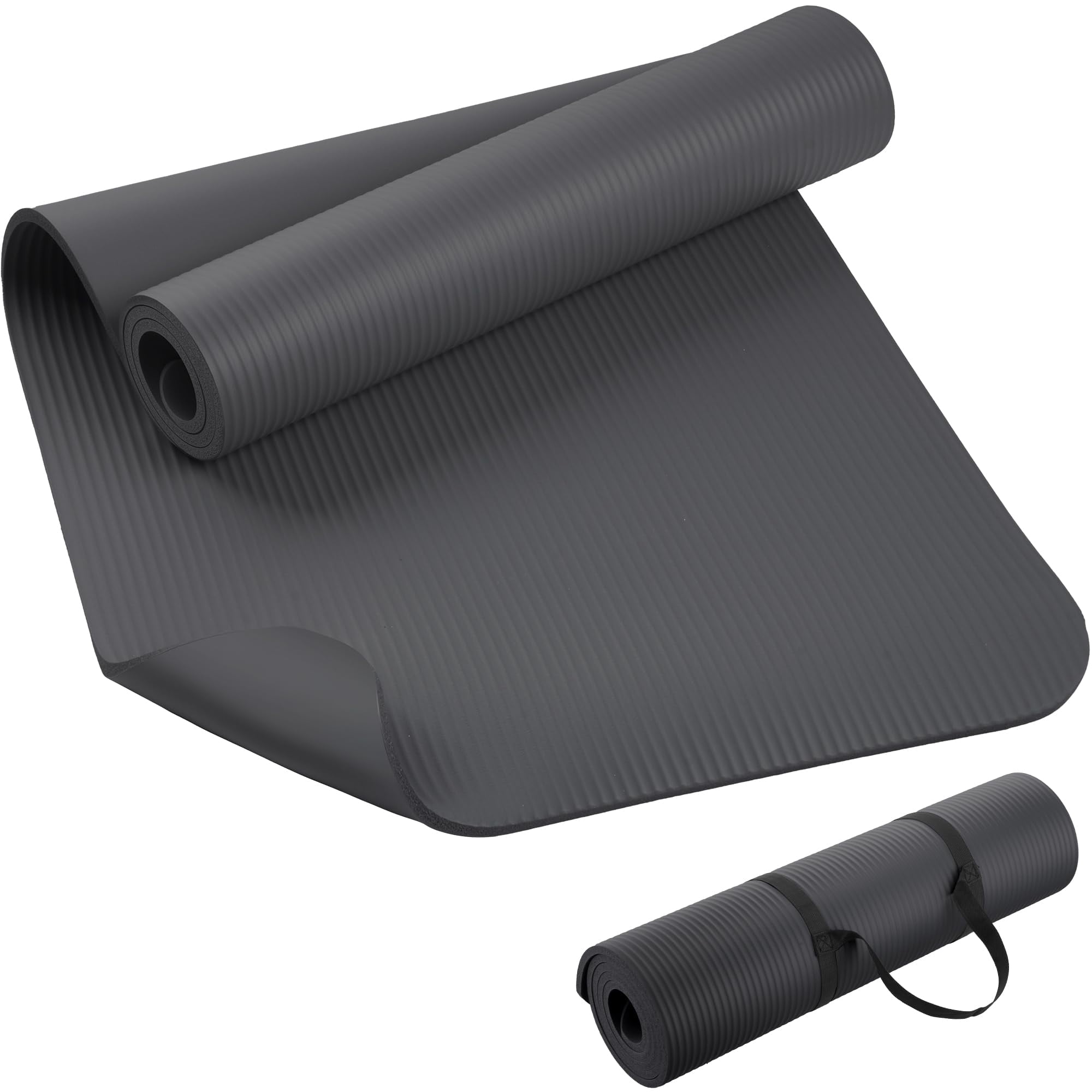 Yoga Mat Grey 72”x24”x10mm Exercise Pilates Stretching Meditation