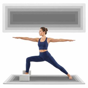 Yoga Mat Grey Squares Yoga Mats with Strap & Shortage Bag Non Slip Workout Mats Absorbent Cushion Pad Gradient Color Geometric Tunnel Exercise Mat for Yoga Pilates Stretching Home Gym 68"x24"