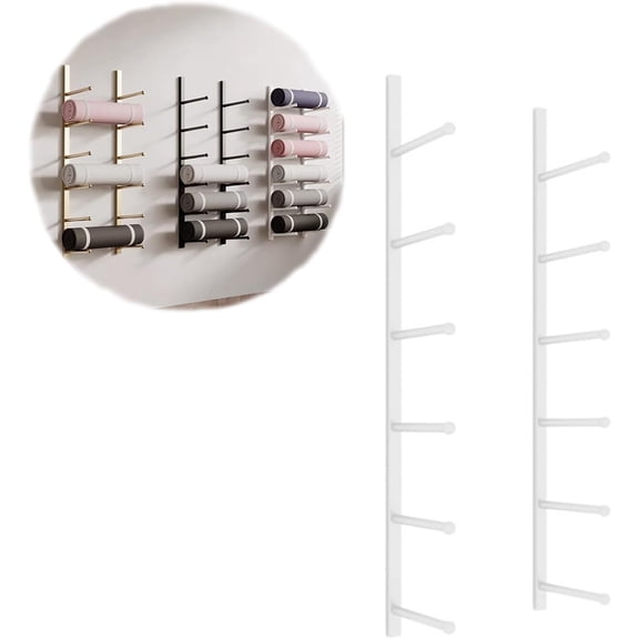 Yoga Mat Holder Wall-Mounted, 6-layer Metal Pilates Mat Organizer Exercise Equipment Holder, Yoga Mat Vertical Storage Rack For Home Gym, 103CM