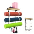 thumbnail image 1 of Yoga Mat Holder, Yoga Mat Storage Wall Mount Sturdy Yoga Mat Rack Organizer with 4 Hooks for Foam Roller Resistance Bands and Yoga Equipment Accessories at Home Gym, 1 of 7