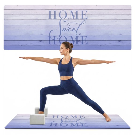 Yoga Mat Home Sweet Home Yoga Mats with Strap & Shortage Bag Non Slip Workout Mats Absorbent Cushion Pad Lavender Wood Grain Exercise Mat for Yoga Pilates Stretching Floor Exercises Home Gym 72"x32"