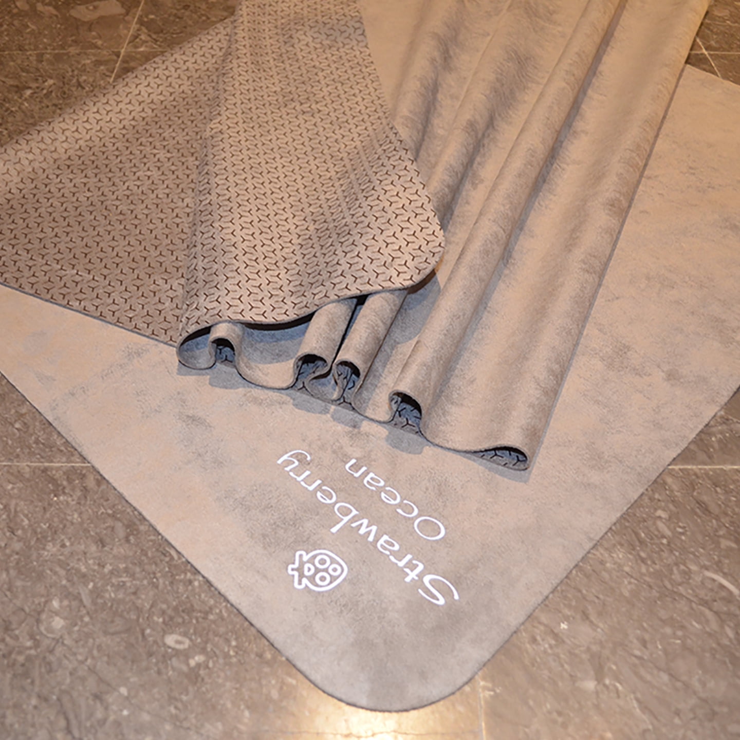 Yoga Mat, Hot Yoga  Towel - Sweat Absorbing Non-Slip for Hot Yoga, Pilates and Workout, 27x72 inches with Grip Dots，thickness 2mm，Color Grey