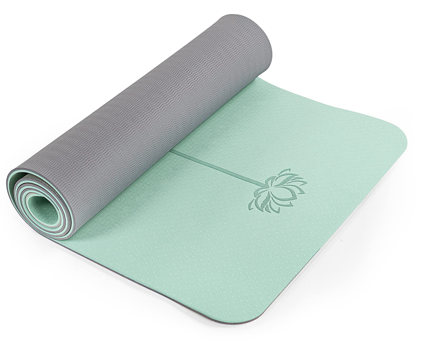 Yoga Mat Matcha Green & Gray 72"x24" Non-Slip Exercise Mat for Home Workout