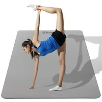 Yoga Mat for Men and Women 2/5 Inch Extra Thick All-Purpose TPE Fitness Mat, Non-Slip and Eco Friendly Exercise Mat for Yoga, Pilates, Stretching, Dark Grey and Black