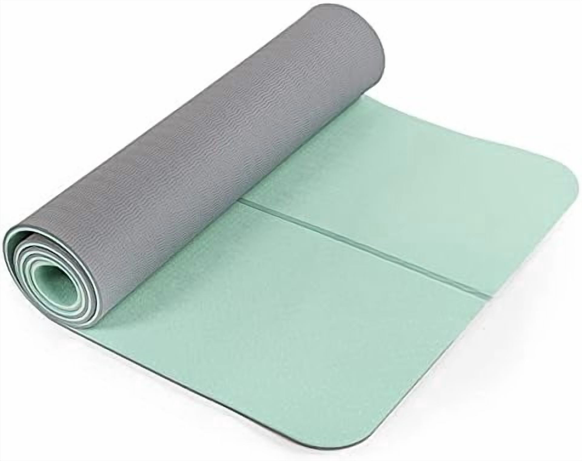 Yoga Mat Non Slip, Pilates Fitness Mats, Eco Friendly, Anti-Tear 1/4" Thick Yoga Mats for Women, Exercise Mats for Home Workout with Carrying Sling and Storage Bag Matcha Green & Gray,72"x24"