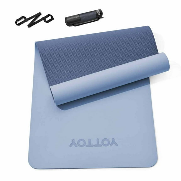 Yoga Mat,Non-Slip TPE Exercise Mat(1/4 Inch) for Pilates, Fitness & Barefoot Workouts, Home Gym Studio with Strap & Bag