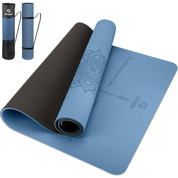 Yoga Mat Non Slip TPE Thick Yoga Mat with Alignment Mark, Large Size 72"L x 32"W x 0.32"Th or 0.24"Th, Anti-Tear Exercise & Fitness Mat for Yoga, Pilates & Floor Workouts