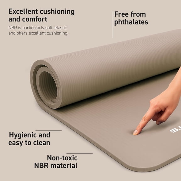 Yoga Mat Premium Non Slip Thick – Extra Comfortable Exercise Mat for Home Workouts, Pilates, Stretching & Gym – Cushioned NBR Foam, Gym Mat with Strap, for Women & Men