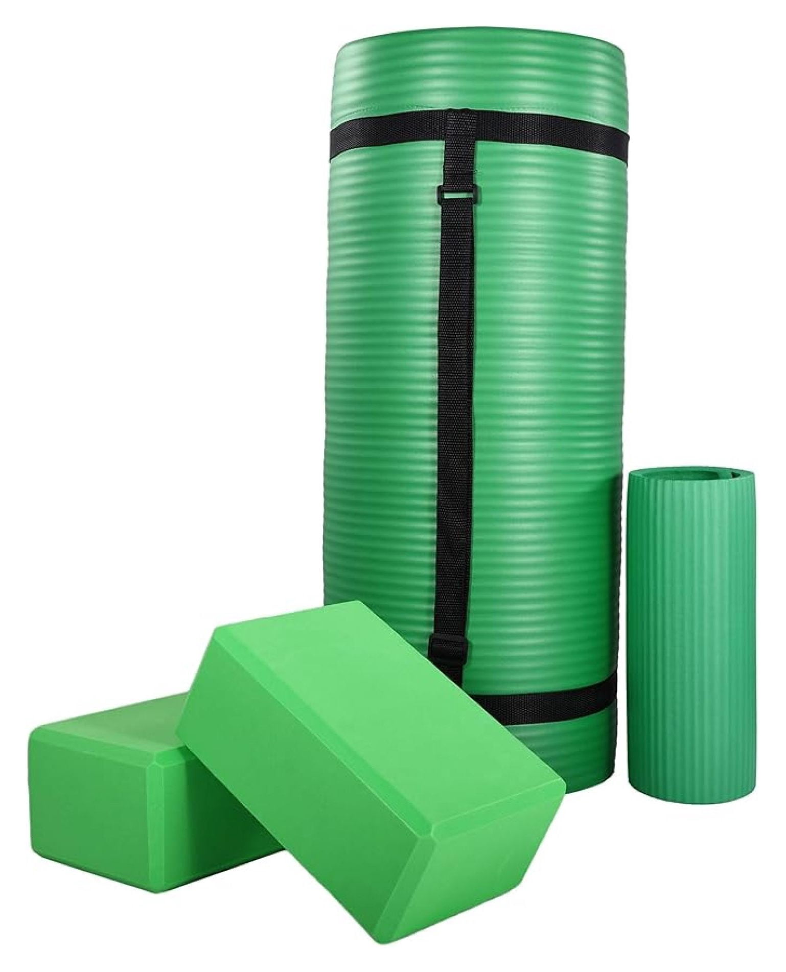 Yoga Mat Set with Knee Pad & Blocks – 71x24 Inch Extra Thick Non-Slip Mat for Home Gym Pilates Fitness