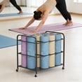 thumbnail image 1 of Yoga Mat Storage Basket with Wheels Iron Floor Stand Rack Holds 12 Yoga Mats Thickened Metal Structure Sturdy Durable Rounded Corner Safety Design Space Saving for Fitness Studio Home Gym, 1 of 8