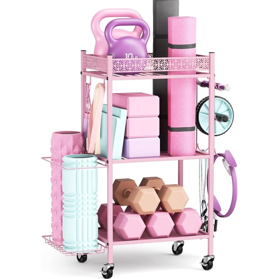 Yoga Mat Storage Rack, Home Gym Storage Rack, Workout Storage for Yoga Mat, Foam Roller, Gym Organizer Gym Equipment Storage for Home Exercise and Fitness Gear