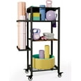 thumbnail image 1 of Yoga Mat Storage Rack with Wheels, 3 Tier Home Gym Workout Equipment Organizer for Dumbbells, Kettlebells, Foam Rollers, 1 of 7