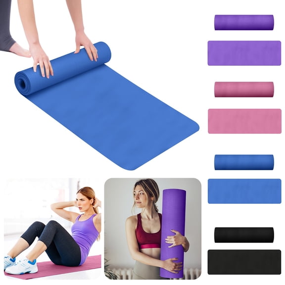 Yoga Mat with Strap 4mm Thick Non Anti-Tear High Density Exercise Mat with Carrying Strap Hot Yoga Mat for Fitness, Home Yoga, Gym, Stretching, Workouts, Floor, Pilates