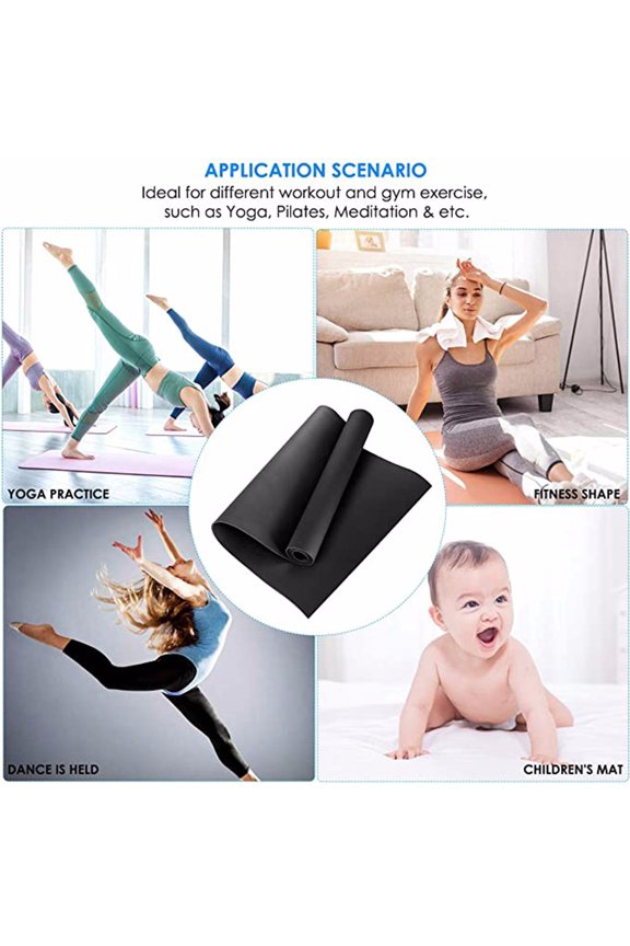 Yoga Mat with Strap for Men and Women, 4mm Heavy High-Density Natural Rubber Mat for Premium Material Superior Grip, Non-Slip, Eco-Friendly 74"x26" Exercise Mat for Pilates and Fitness Workouts