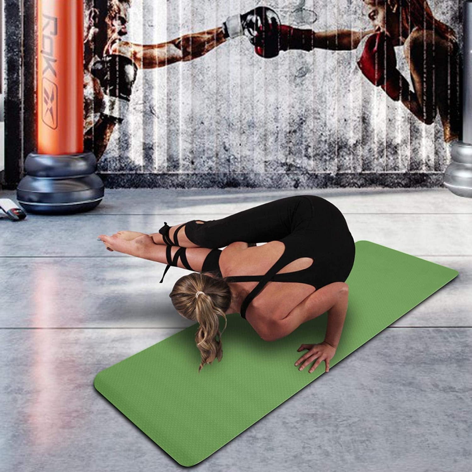 Yoga Mat, TPE Material - Textured Non Slip Surface and Optimal Cushioning 72"x 26" Thickness 1/4"