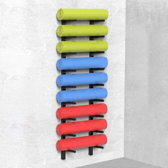 Yoga Mat Wall Storage Rack  Holds 2/4/6/9 Yoga Mats  Wall Mounted Home Gym Storage Rack For Dumbbells, Kettlebells, Rolle