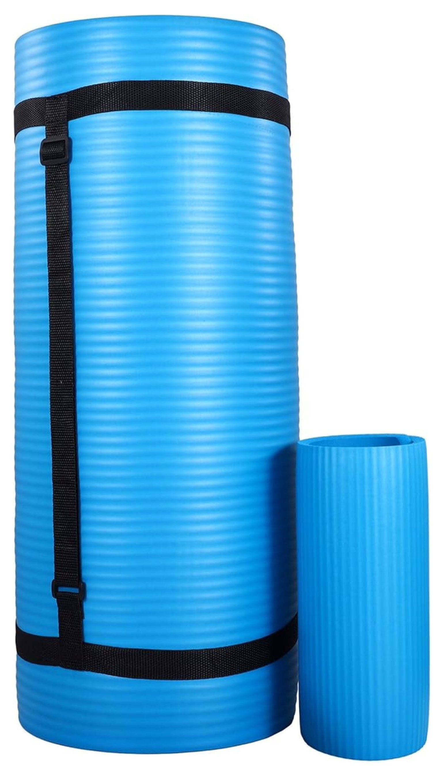 Yoga Mat with Knee Pad & Blocks - 71x24 Inch Extra Thick Non-Slip Mat for Home Gym & Studio - 1 Inch Foam, Anti-Tear, Includes Strap & Cushion