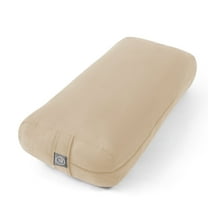 Yoga Meditation Cushion, 25" x 12" Rectangular Bolster with Removable Cover - Beige