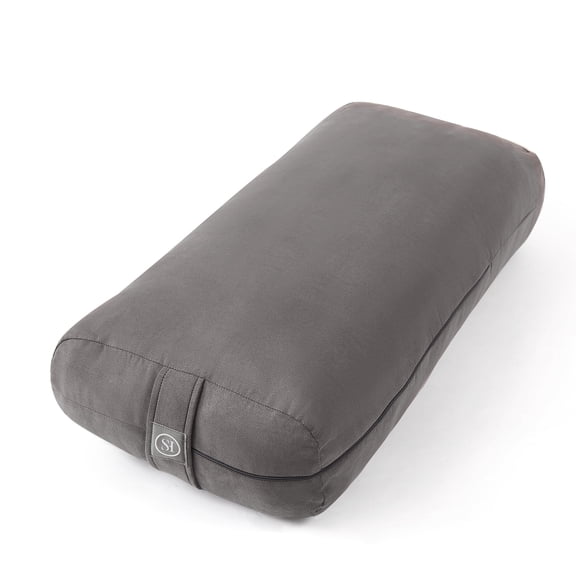 Yoga Meditation Cushion, 25" x 12" Rectangular Bolster with Removable Cover - Grey