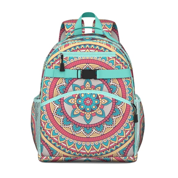 Yoga Meditation Lotus Student Backpack Spacious Adjustable Padded Straps Chest Buckle Lightweight Durable School Backpack For Student And Students
