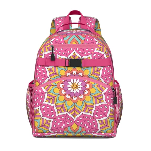 Yoga Meditation Lotus Student Backpack Spacious Adjustable Padded Straps Chest Buckle Lightweight Durable School Backpack For Student And Students
