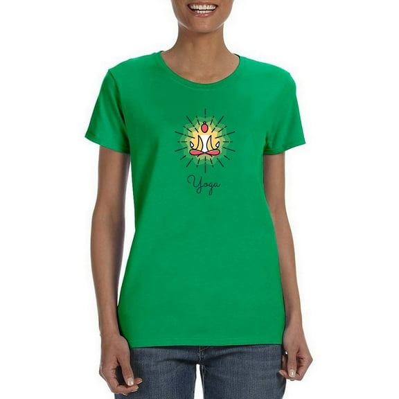 Yoga Meditation Pose Padmasana Position Women Kelly Green T-Shirt, Female Medium